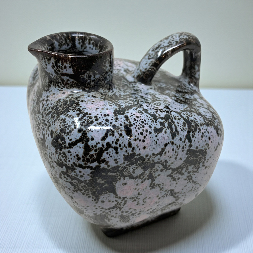 Vintage Vermont Studio Pottery Jug Hand Made Foamy Lava Glaze Mini 4" Pitcher